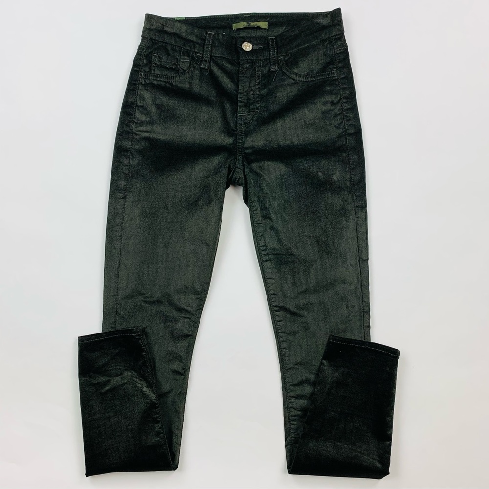 7 For All Mankind Green Velvet Skinny Jeans Sz 24 - Picture 2 of 10